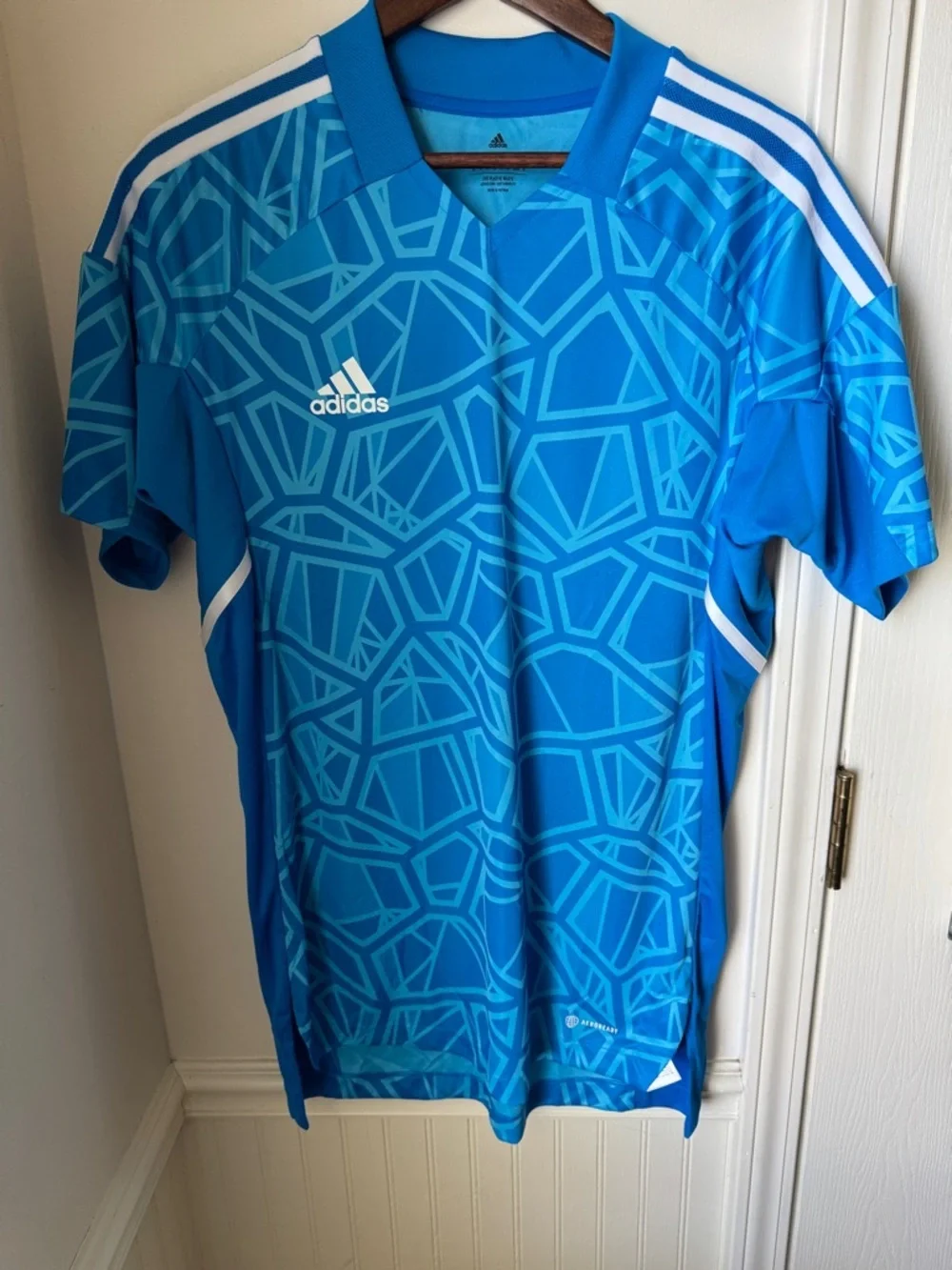 Adidas Men's Soccer Geometric Blue Jersey Medium